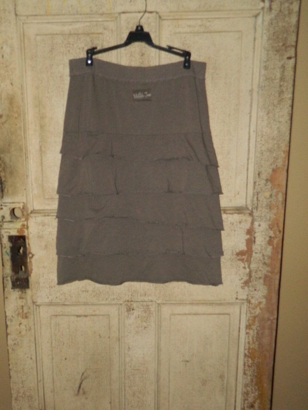 Matilda Jane Skirt Womens Large Brown Tiered Ruffle Knit Cotton Boho (XX-8)